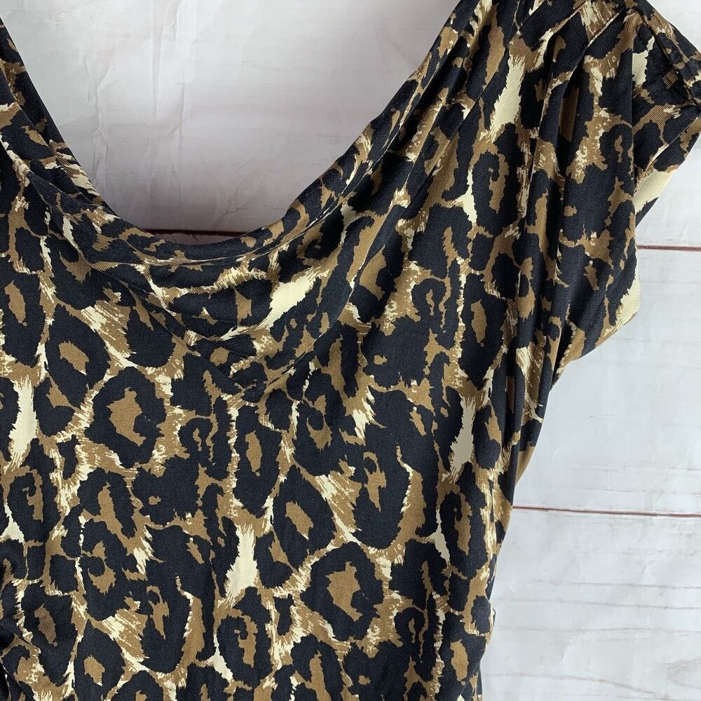 Diane Von Furstenberg DVF DRESS 100% Silk Leopard Animal Print Bodycon 8 Medium - Picture 8 of 16